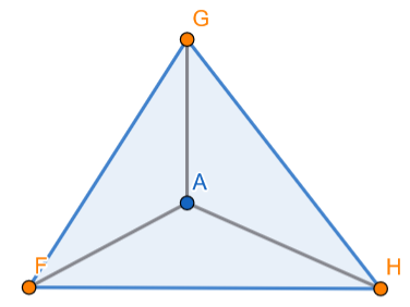    2. Tome um ponto qualquer e ligue-o a cada um dos vértices do triângulo, dividindo-o em três. Construa o triângulo FGH que envolva to
      